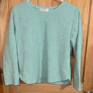 Oscar de la Renta Light Blue Floral Textured Sweater